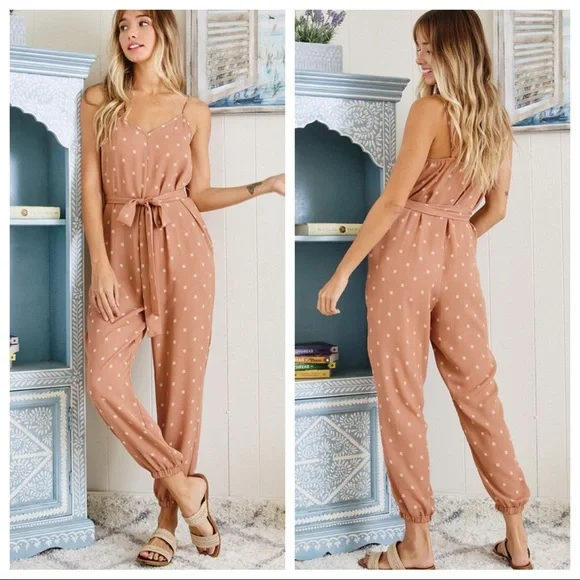 #05 Martine Chic Belted Waist Jogger Side Pocket Jumpsuit - Picture 2 of 5